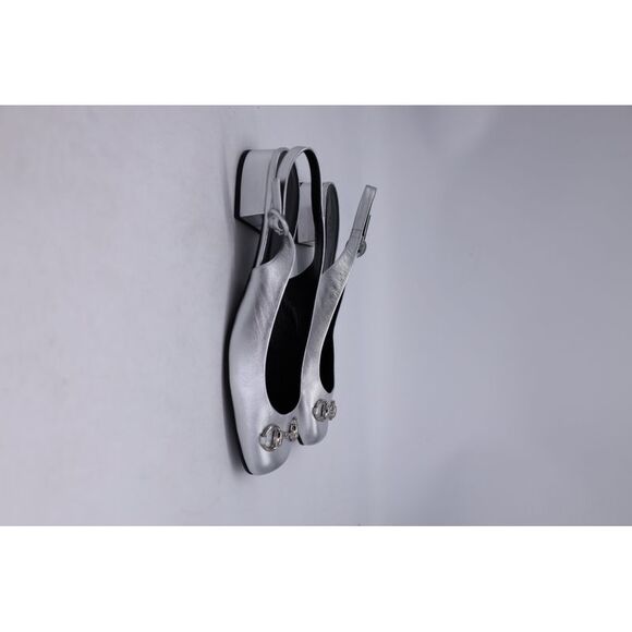 Gucci Horsebit Slingback Flats in Silver Metallic Nappa Leather - Picture 8 of 10